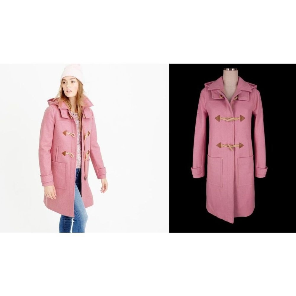 J. Crew 4 Tall Melton Wool Toggle Coat in Pink